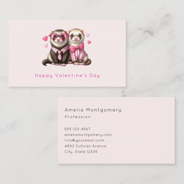 Cute Otter Couple in Love Valentine's Day Business Card (Front/Back)