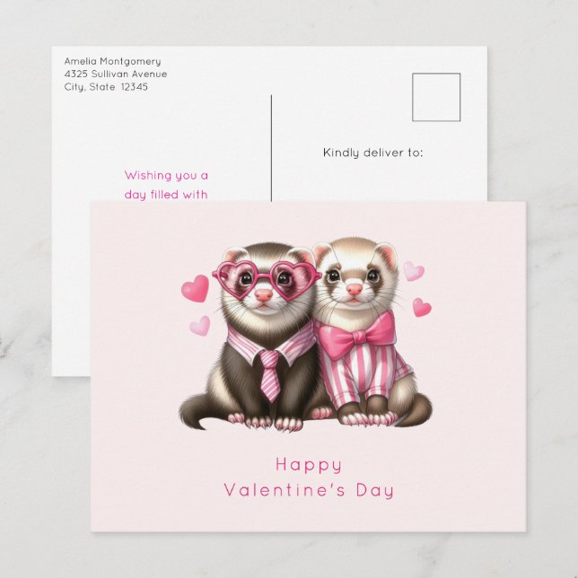Cute Otter Couple in Love Valentine's Day Holiday Postcard (Front/Back)