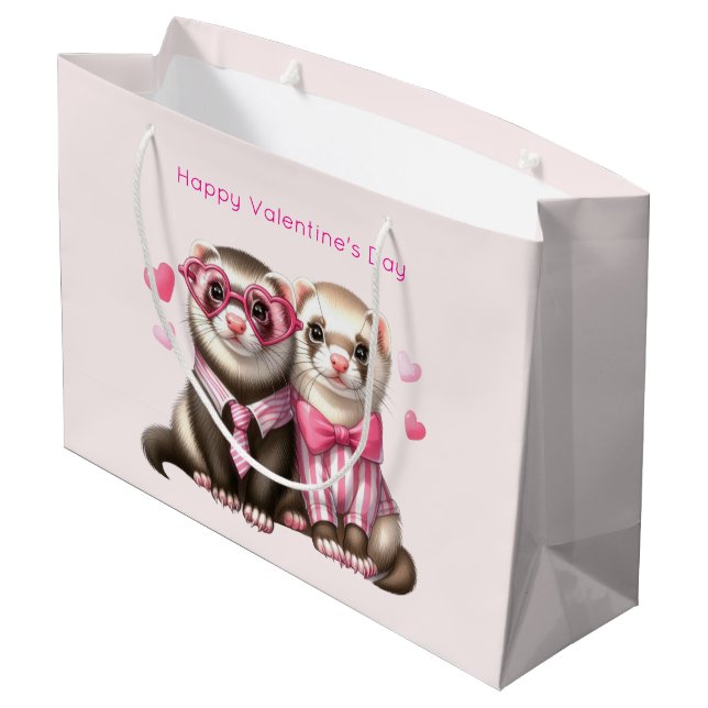 Cute Otter Couple in Love Valentine's Day Large Gift Bag (Back Angled)