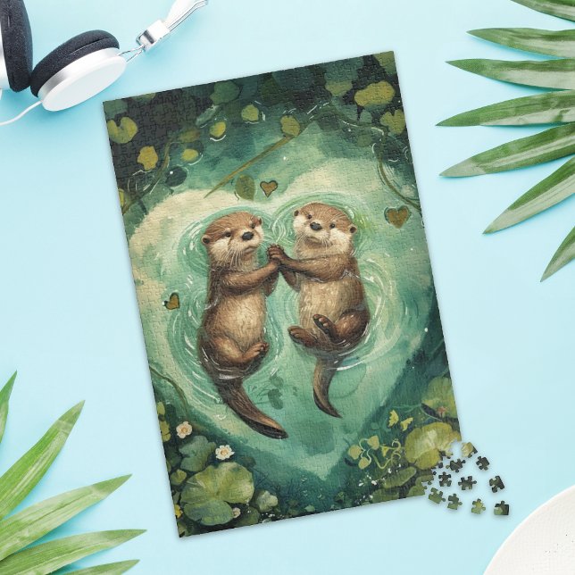 Cute Otter Couple Love Jigsaw Puzzle (Creator Uploaded)