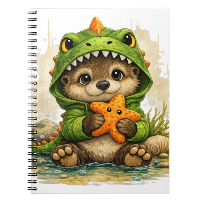 Cute Otter Dino Costume Kawaii Notebook (Front)