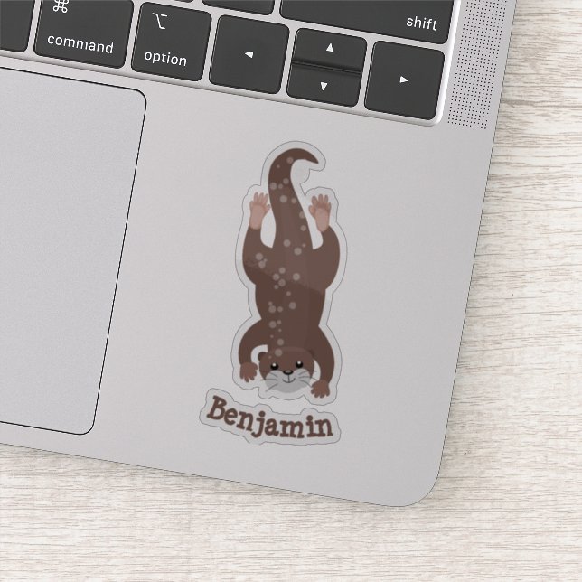 Cute otter diving cartoon illustration (Detail)