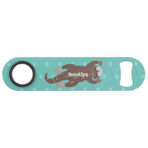 Cute otter diving cartoon illustration