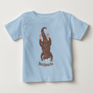 Cute otter diving cartoon illustration baby T-Shirt
