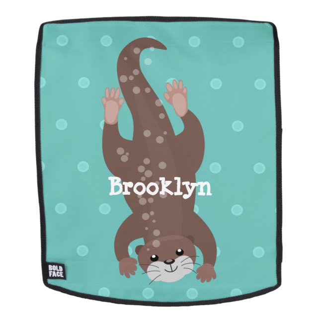 Cute otter diving cartoon illustration backpack (Removable Face)