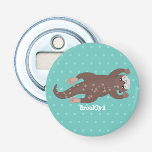 Cute otter diving cartoon illustration bottle opener