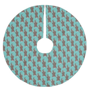 Cute otter diving cartoon illustration brushed polyester tree skirt