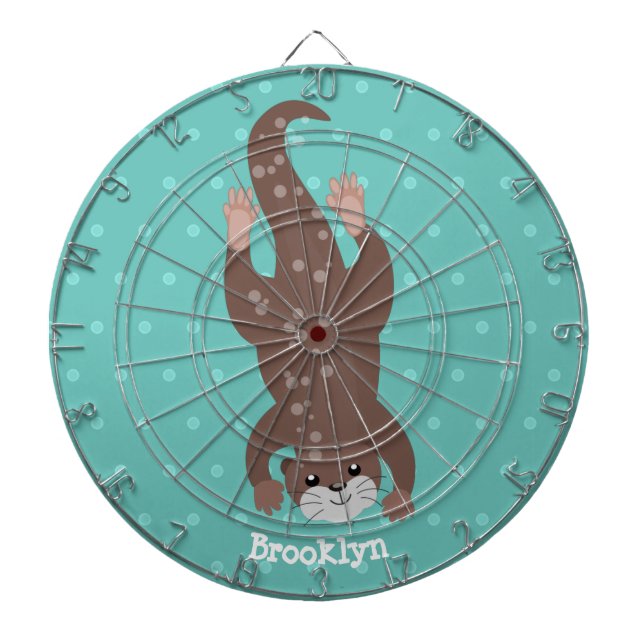 Cute otter diving cartoon illustration dartboard (Front)