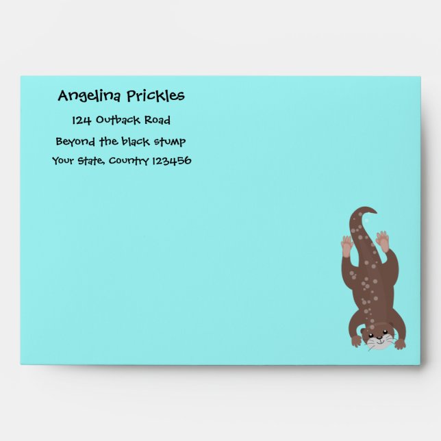 Cute otter diving cartoon illustration envelope (Front)