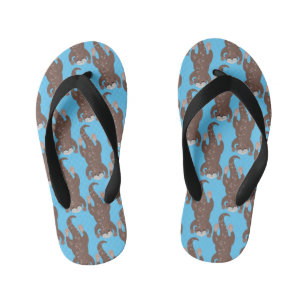 Cute otter diving cartoon illustration kid's jandals