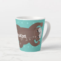 Cute otter diving cartoon illustration