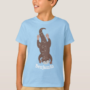 Cute otter diving cartoon illustration T-Shirt