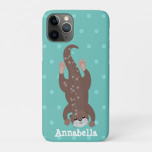 Cute otter diving on teal cartoon illustration Case-Mate iPhone case