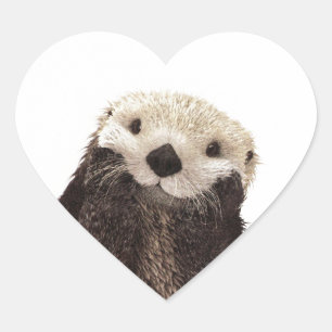 Cute Otter drawing Heart Sticker