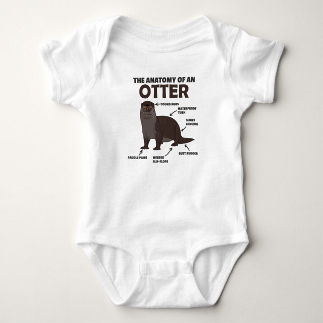 Cute Otter Explanation Anatomy Of An Otter Baby Bodysuit (Front)