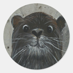 Cute Otter Face Classic Round Sticker
