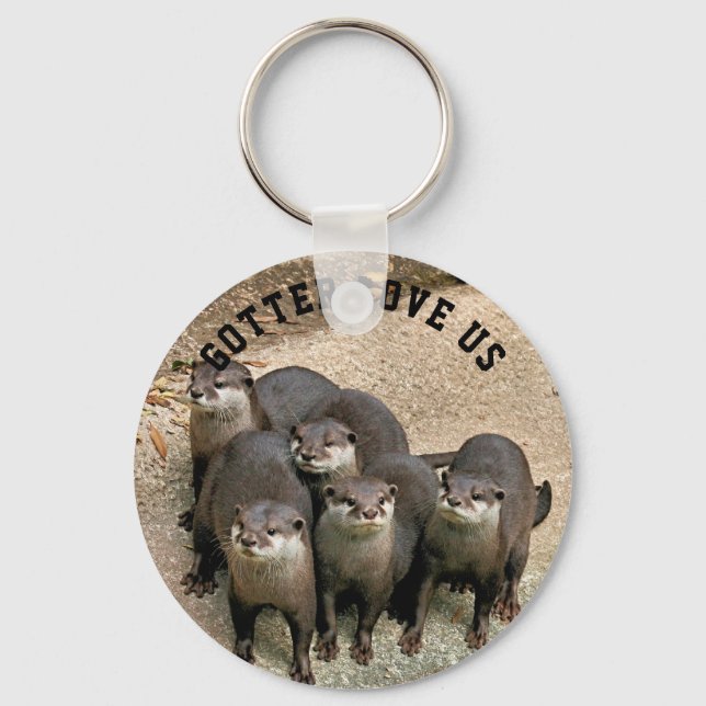 Cute Otter Family Wildlife Photo | Funny Otter Key Ring (Front)