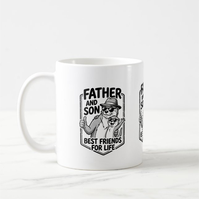 Cute Otter Father & Son Coffee Mug (Left)
