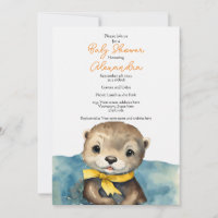 Cute Otter Gender Neutral Baby Shower Invitation
