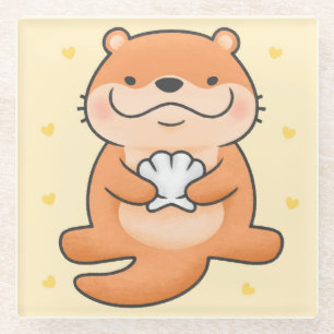 Cute Otter Glass Coaster