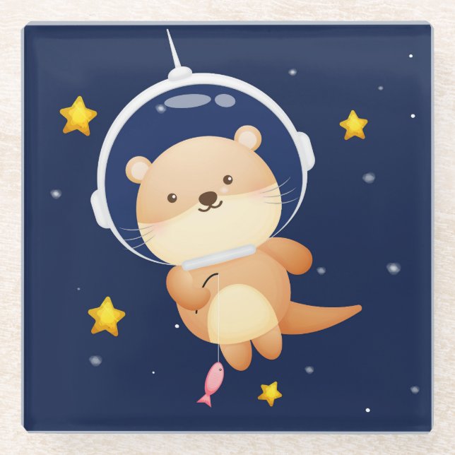 Cute Otter Glass Coaster (Front)