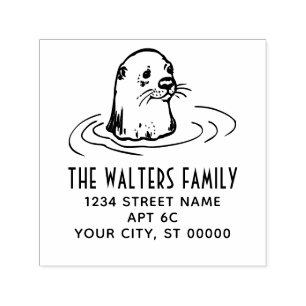Cute Otter Head Name Return Address Self-inking Stamp