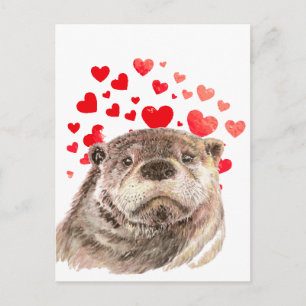 Cute Otter Hearts Sending All My Love  Postcard