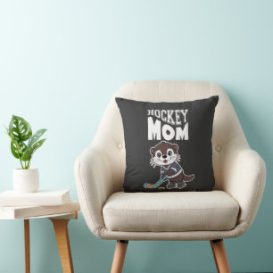Cute Otter Hockey Mum - Fun Sports Animal Graphic Cushion