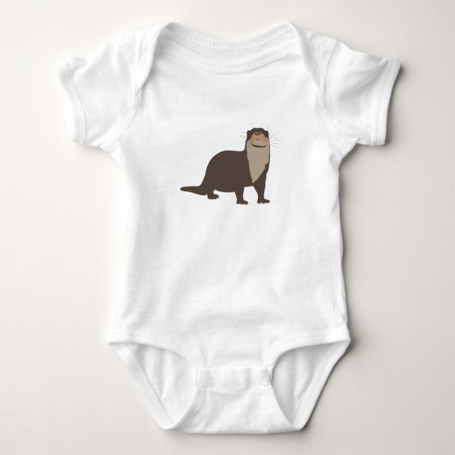 Cute Otter Illustration  Baby Bodysuit (Front)