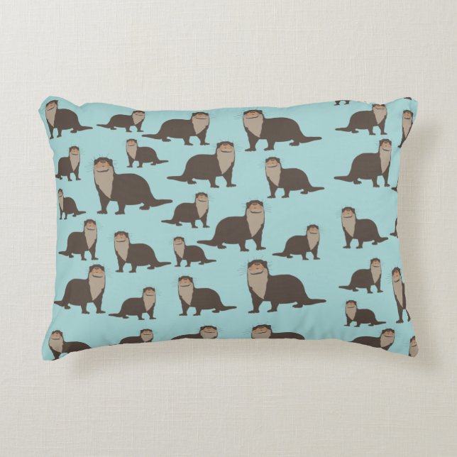 Cute Otter Illustration Pattern  Decorative Cushion (Front)