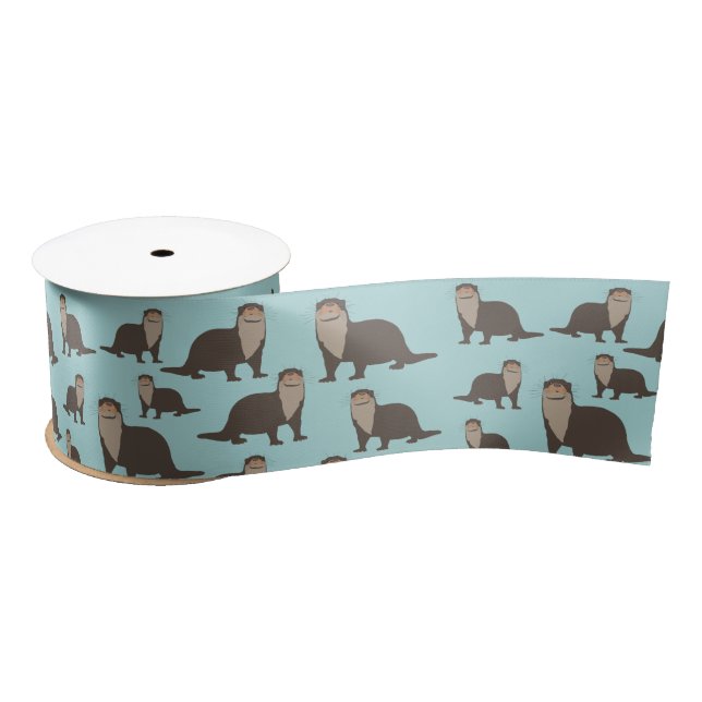 Cute Otter Illustration Pattern   Satin Ribbon (Spool)