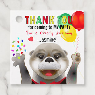 Cute Otter in Tuxedo Birthday Party Thank You Favour Tags
