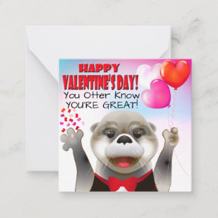 Cute Otter in Tuxedo   Classroom Valentine Card