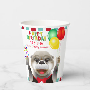 Cute Otter in Tuxedo Kids Birthday Party Paper Cups