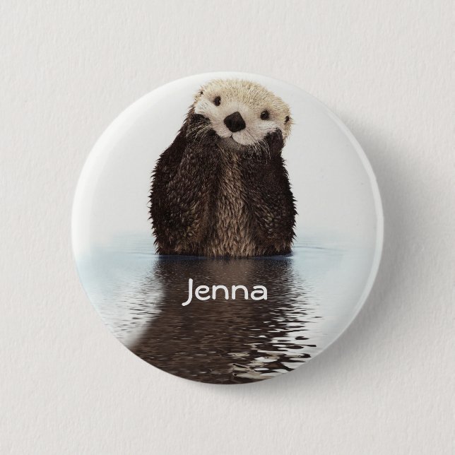 Cute Otter in Water 6 Cm Round Badge (Front)