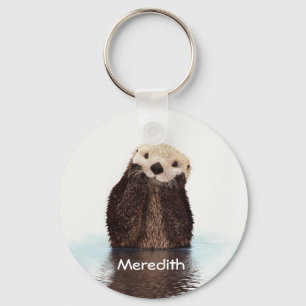 Cute Otter in Water Key Ring