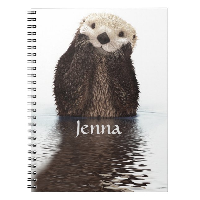 Cute Otter in Water Spiral Notebook (Front)