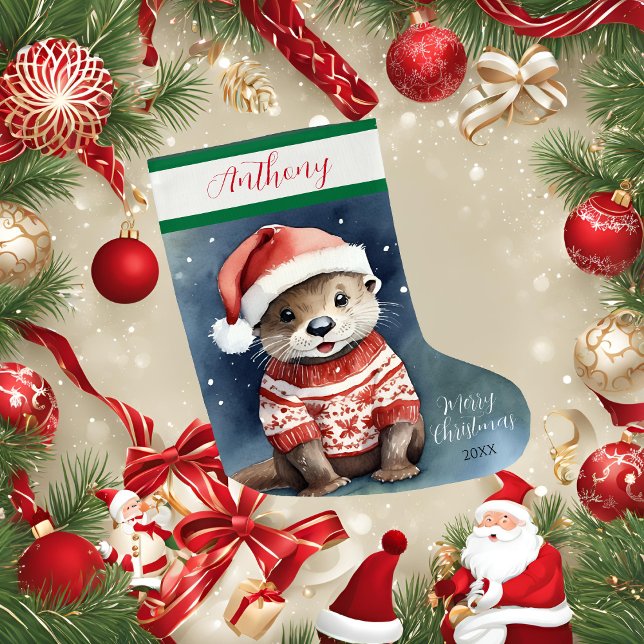Cute Otter Large Christmas Stocking (Creator Uploaded)