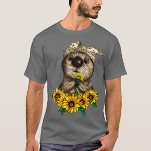 Cute Otter Lover sunflower flowers pet  T-Shirt