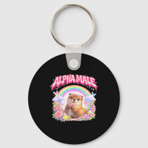 Cute otter rainbow floral funny for men women kid  key ring