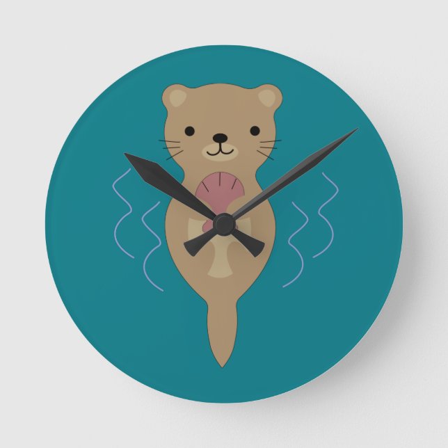 Cute Otter Round Clock (Front)