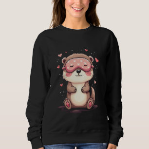 Cute otter sleeping motif sweatshirt