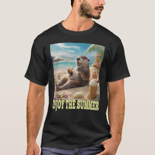 cute otter summer theme party ice cream beach otte T-Shirt