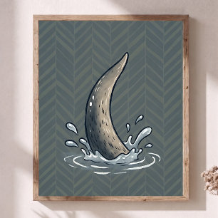 Cute Otter Tail Splash Nursery Art Chevron Poster