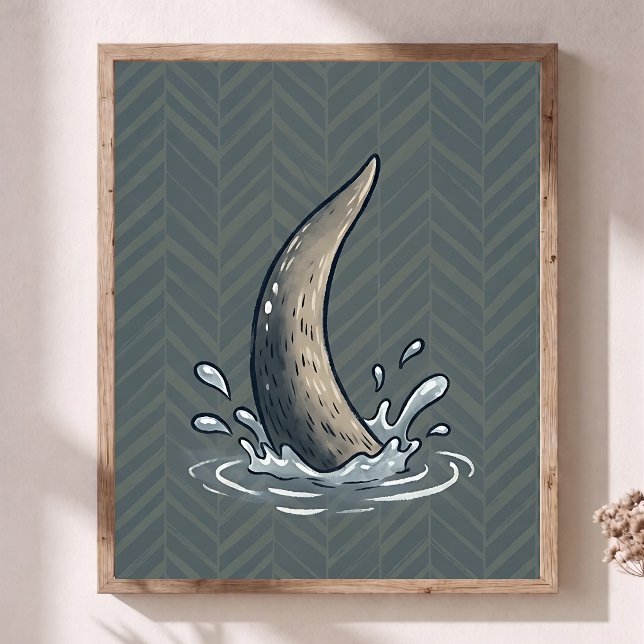 Cute Otter Tail Splash Nursery Art Chevron Poster (Creator Uploaded)
