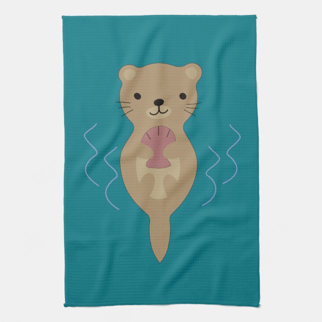 Cute Otter Tea Towel (Vertical)