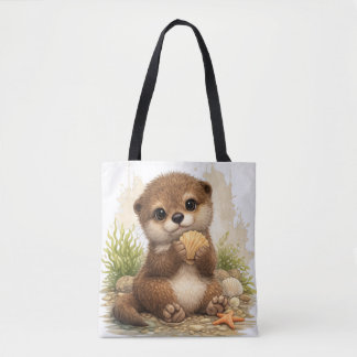 Cute Otter Tote Bag – Kawaii Beach Animal