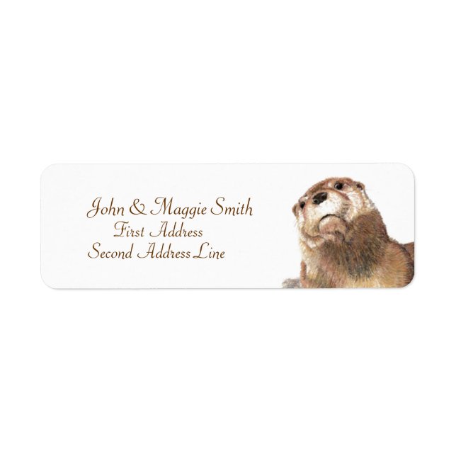 Cute Otter - watercolor Animal - Address (Front)