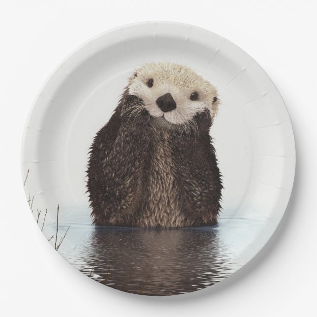 Cute Otter Wildlife Image Paper Plate (Front)