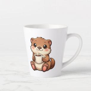 Cute Otter with Coffee – Cozy Kawaii Animal Latte Mug